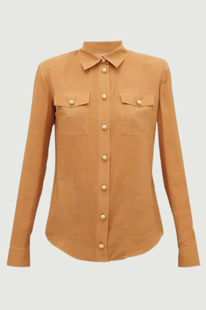 Blouse Shirt Women's Long Sleeve Lion Buttons Pockets Blouse Shirt Top