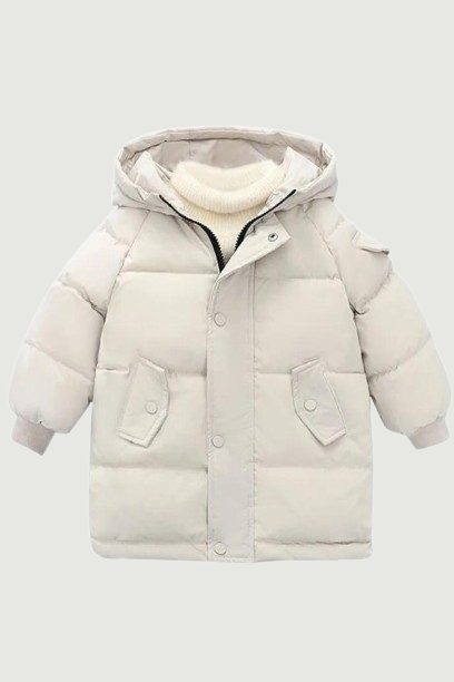 children's down cotton jacket medium and long winter clothes bright face wash free down cotton jacket