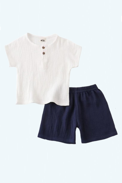Summer Baby Clothing Set Linen Baby Clothes Suit Solid Tee And Shorts Boys Clothes Set