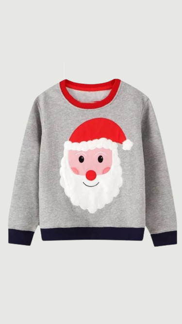 Christmas Costume Santa Claus Appliques Boys Sweatshirts for Kids Clothes