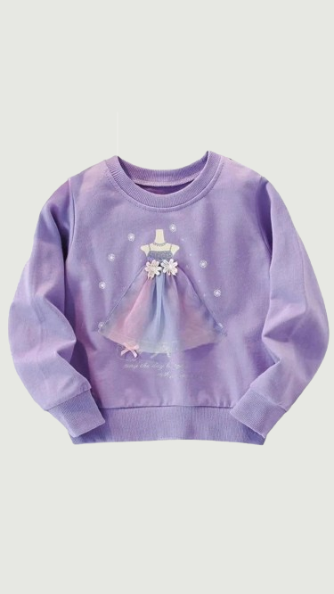Baby Girls Autumn Tops Purple Children Sweatshirt Casual Clothes for Kids
