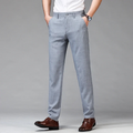 Summer Thin Men's Casual Pants Imitation Linen Fabric Breathable Business Straight Trousers