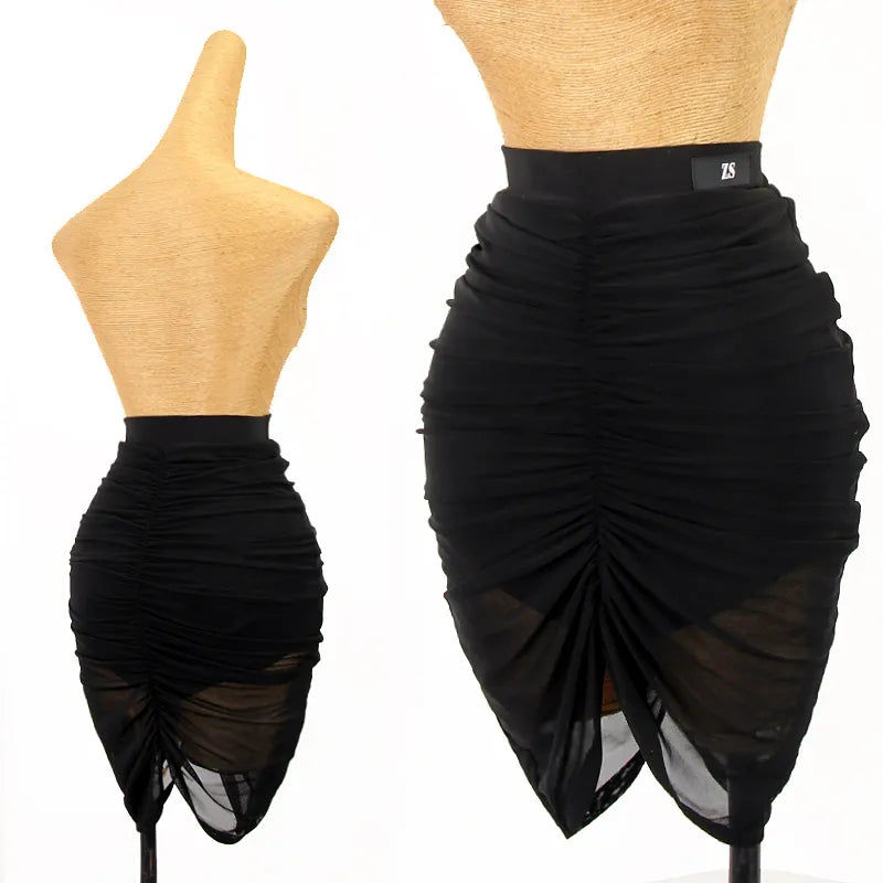 Clothe Sexy Mesh Wrap Hip Skirt Women Wear Black Latin Dance Skirt Adult