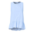 Women's Summer Ruffle Tops Casual Sleeveless Blouses Tank Tunic Female Solid Hollow