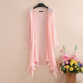Women's Summer Blouse Cover Up Elegant Solid Cardigans Casual Long Sleeve Irregular Tops Beach