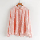 Autumn Women Blouse Style Cute Turndown Collar Tops Long Sleeve Loose Casual Shirt Women