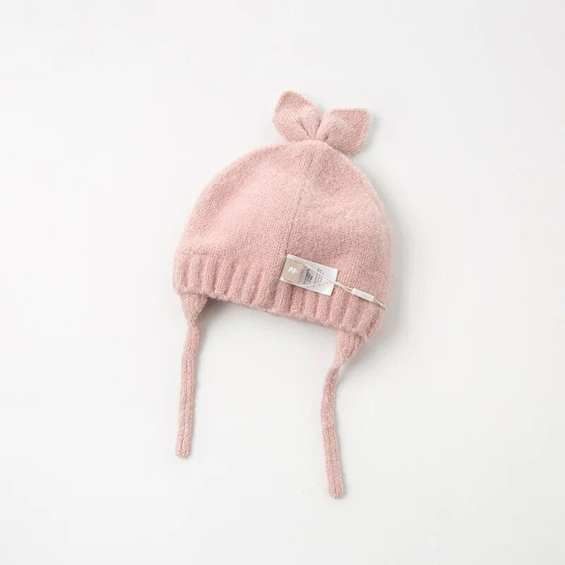 Autumn winter baby girl jacquard cotton wool hat