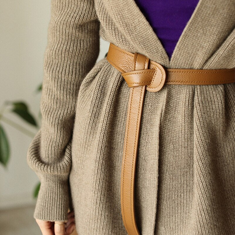 Wide Corset Belts For Women Long Knot Soft Leather Ladies Waist Dress Belt Female Cummerbunds Designer Waistband