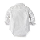 Autumn White Romper Suit for Baby Boy Clothes Denim Pants with Belt Infant Outfit