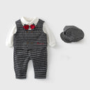 Children Boys Bow Tie Gentleman Outfits Formal Wedding Suits Toddler Long Sleeve  Black Grid Vest Pants Baby Birthday Gifts