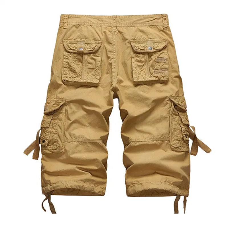Summer Cargo Shorts Men Cotton Casual Outdoor Military Men's Shorts Calf-Length Pants Men