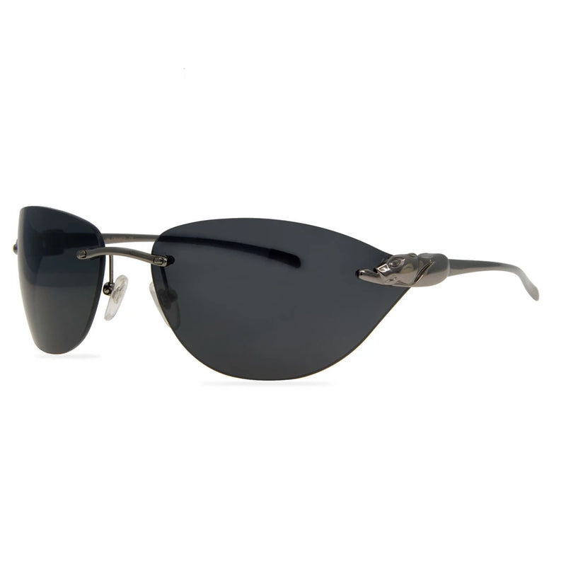 Rimless Sunglasses Rimless Leopard Designer Sun Glasses for Men Black Brown Oval Curved Shades
