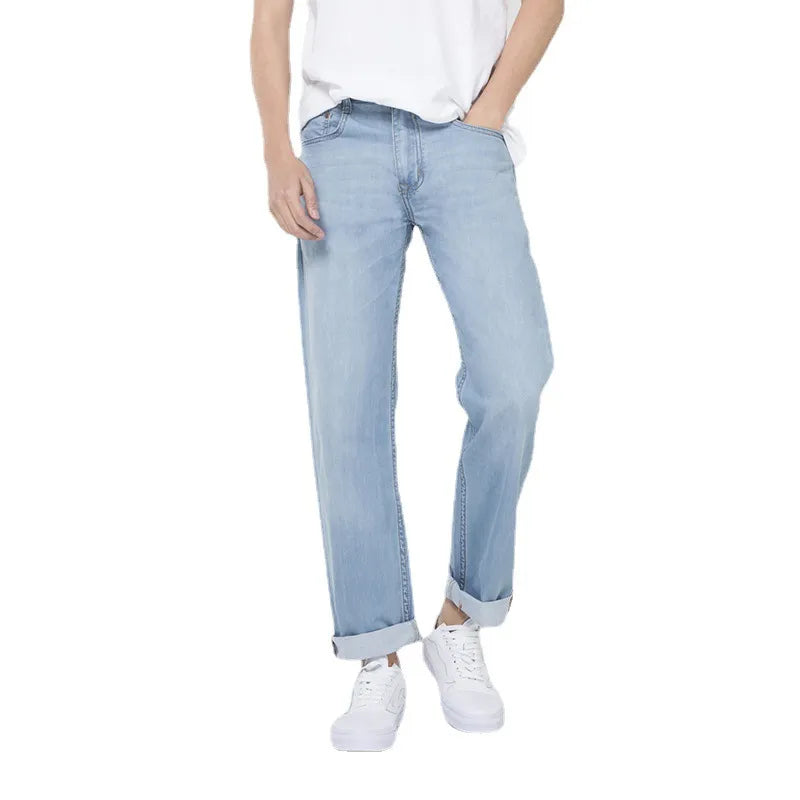 Spring/Summer Straight Loose Lightweight Jeans Classic Style Men Casual Thin Jeans