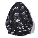 Hawaiian Beach Shirts Graffiti Flowers Long Sleeve Button Shirts Hip Hop Casual Holiday Party Blouse