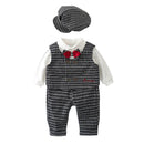 Children Boys Bow Tie Gentleman Outfits Formal Wedding Suits Toddler Long Sleeve  Black Grid Vest Pants Baby Birthday Gifts