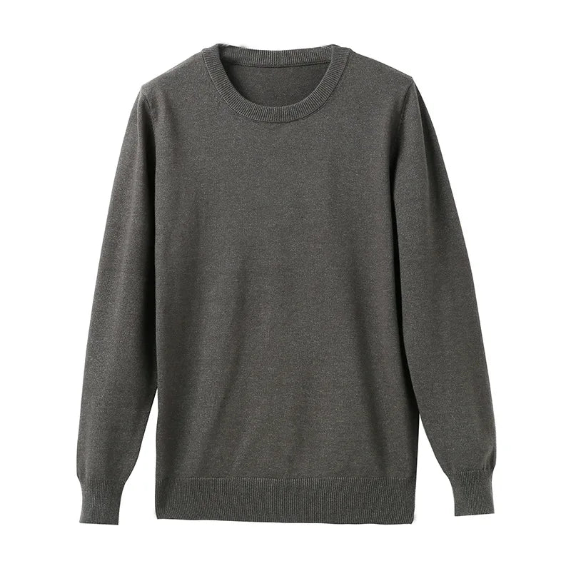 Autumn Winter Men's T-shirt Round Neck Men's Warm Long Sleeve Sweater Solid Bottomed Shirt