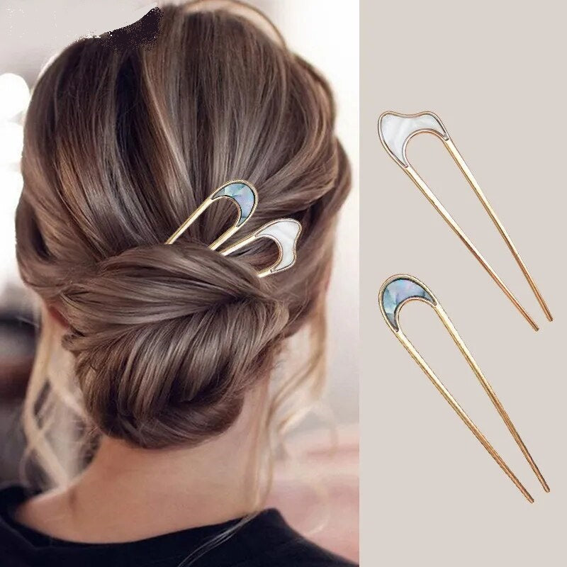 Metal Hair Sticks For Women Girl Hair Clip Pins Minimalist U Shape Female Hairpins Hair Accessories Headwear