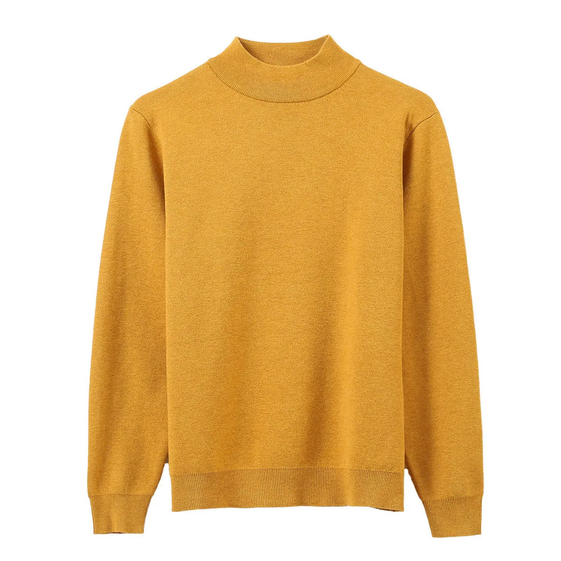 Autumn Winter Menswear Men's Half High Neck Solid Comfortable Pullover Sweater Bottomed Sweater