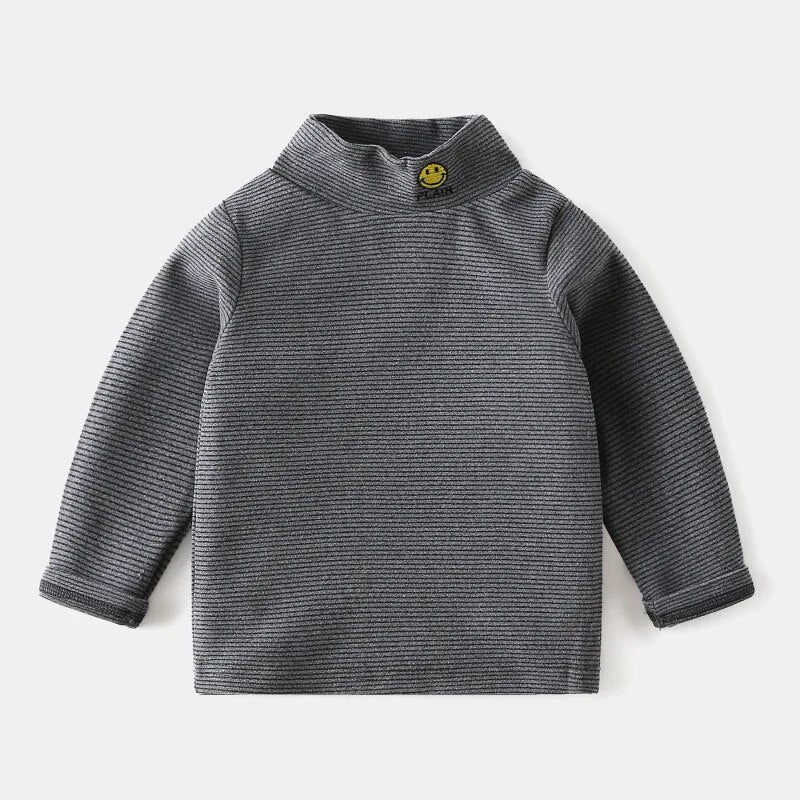 Autumn Winter Children Clothes Baby Boys Girls Stripe Turtleneck Long Sleeve T Shirt Cotton Pullover Tops Kids Outfit