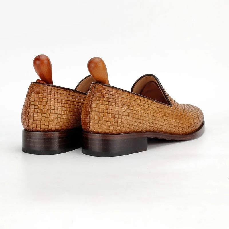 handmade loafer woven knitted leather sole shoes for men social shoe male classic shoes men elegant mens loafer