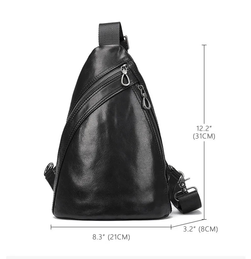 Genuine Leather Chest Bags For Men Leather Shoulder Bags Male Chest Pack Male Backpack