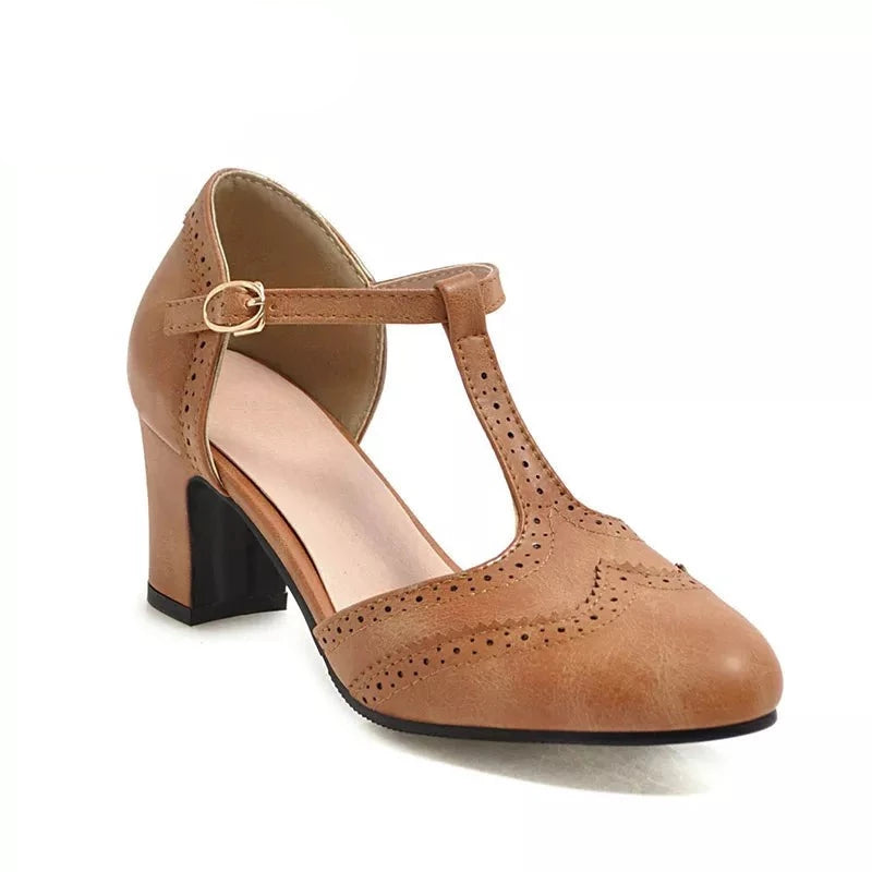 British style buckle pumps women elegant Embossing process footwear