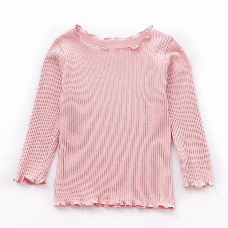 Autumn Baby Girls Long Sleeve Solid T-shirt Kids Cotton Tops Tees Casual Blouse