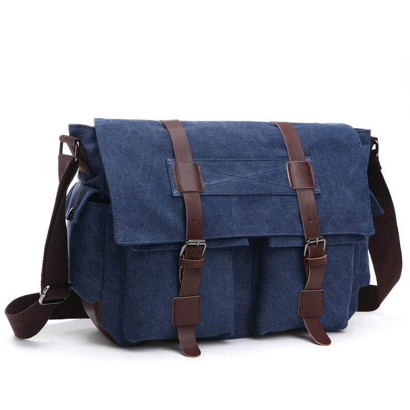 Men Messenger Bags Canvas and Leather Patchwork Big Satchel Shoulder Bags Male Laptop Briefcase Vintage Travel Handbag