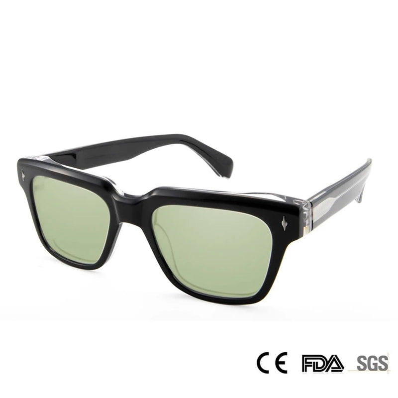Jacques Design Square Retro Sun Glasses Acetate UV400 Sunglasses Trendy Punk