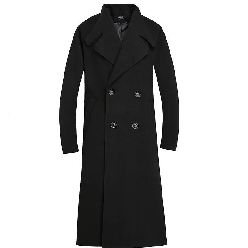 Autumn Winter Medium Length Jacket Thickened Woolen Coat Loose Casual Double Breasted Trench Coat