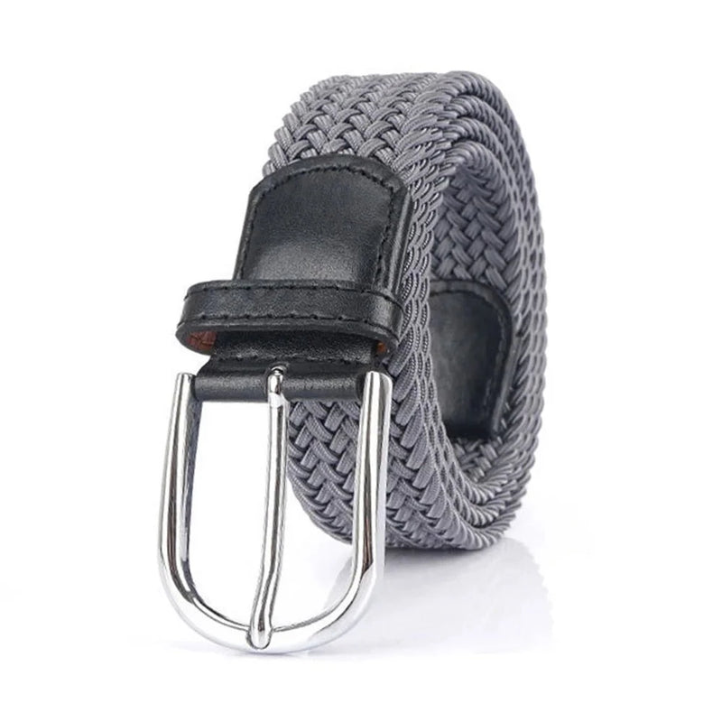 Knitted Nylon Elastic Belt Sliver Simple Pin Buckle Model 3.5cm Width Expansion Range 105-125cm