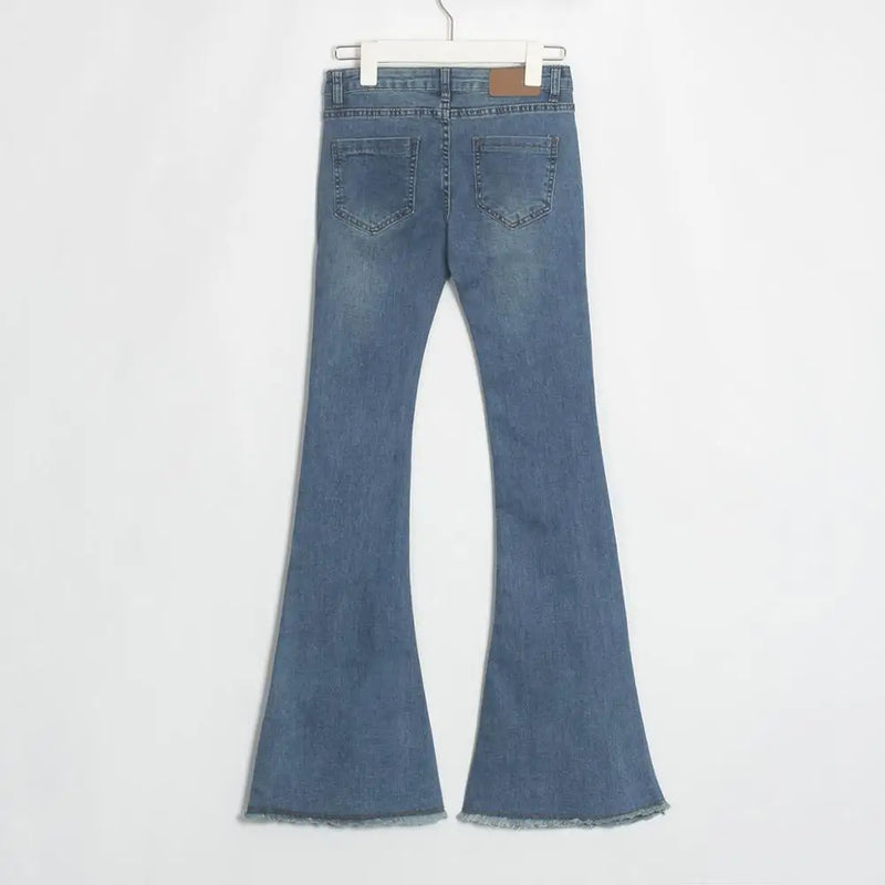 Soft Stretch Jeans Pants Boot Cut Female Mid Waist Jeans Femme Long Denim Pants For Women