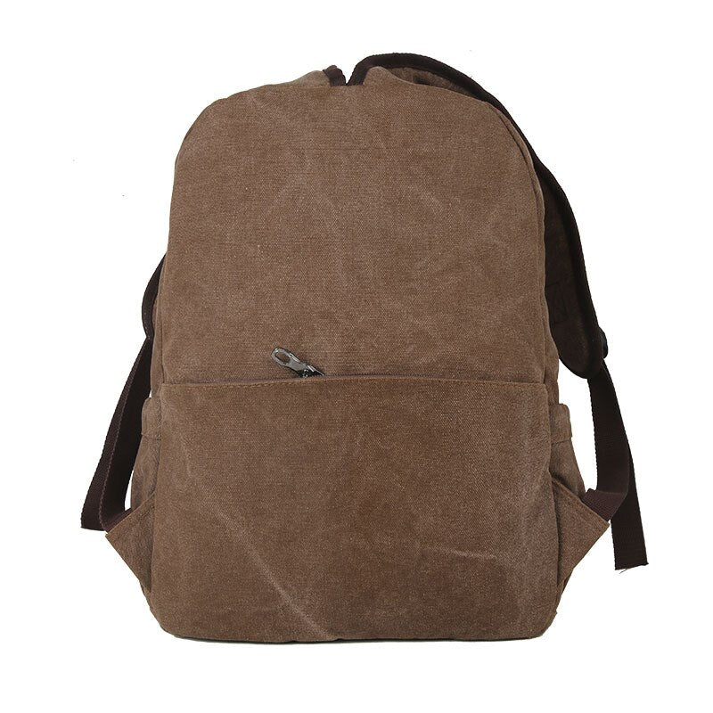 Retro Durable Canvas Backpack Men Solid College School Bag For Teenage Outdoor Capacity Camping Travel Rucksack