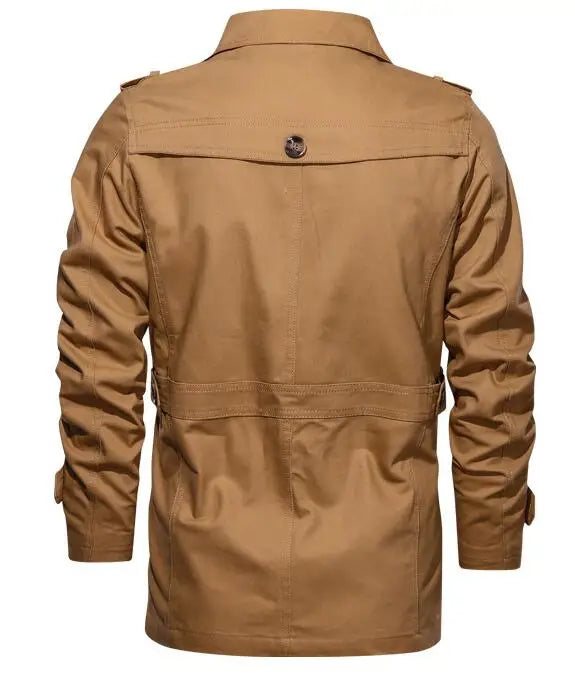 Men's Trench Outwear Cotton Lapel Coat Jacket Men Outdoor Windbreaker Business Casual Jackets