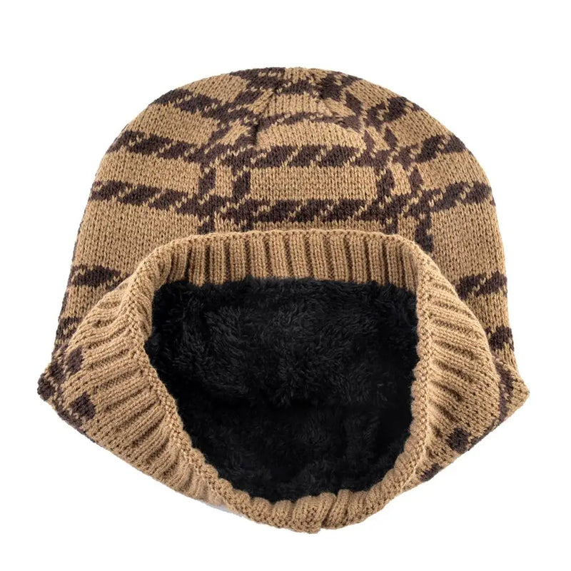 Winter hats for men Plus velvet keep warm beanies Double layer cap women knitted Skullies pattern bonnet