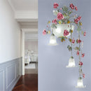 Flower Grass Wall Lights With Roses Iron Art long Wall Lamp Decorative lamp Porch lamp background Home Lighting