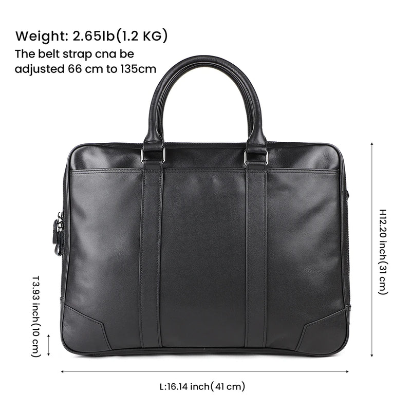 Men Genuine Leather Briefcase 15.6" Laptop Handbag Business Crossbody Bag Man Tote Messenger Shoulder Bags Male Travel Bag