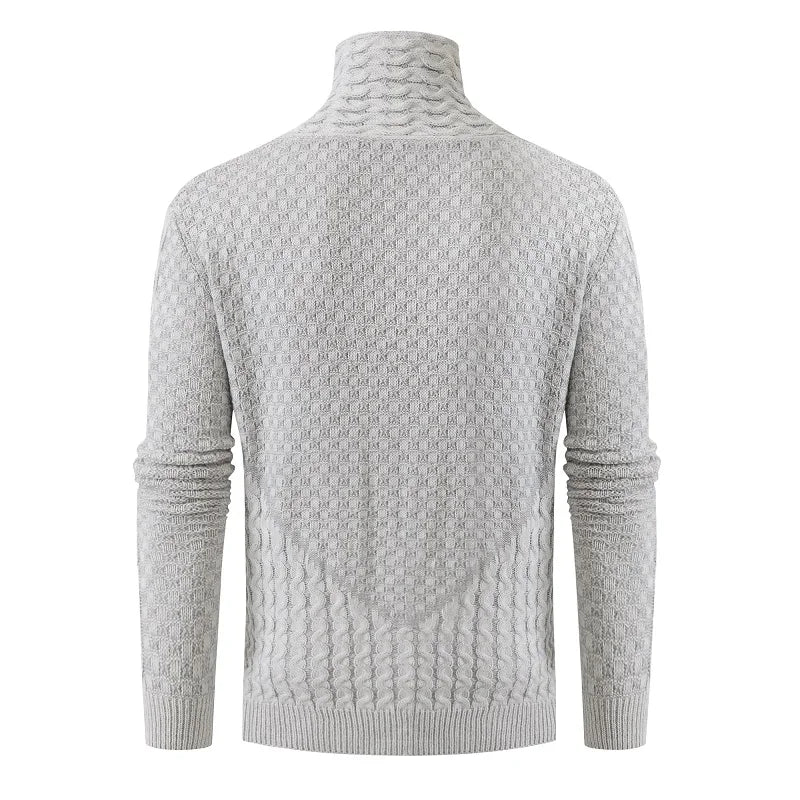 Casual Slim Knit Sweater Pullover Sweater Autumn and Winter Long Sleeve Scarf Collar Sweater Men's