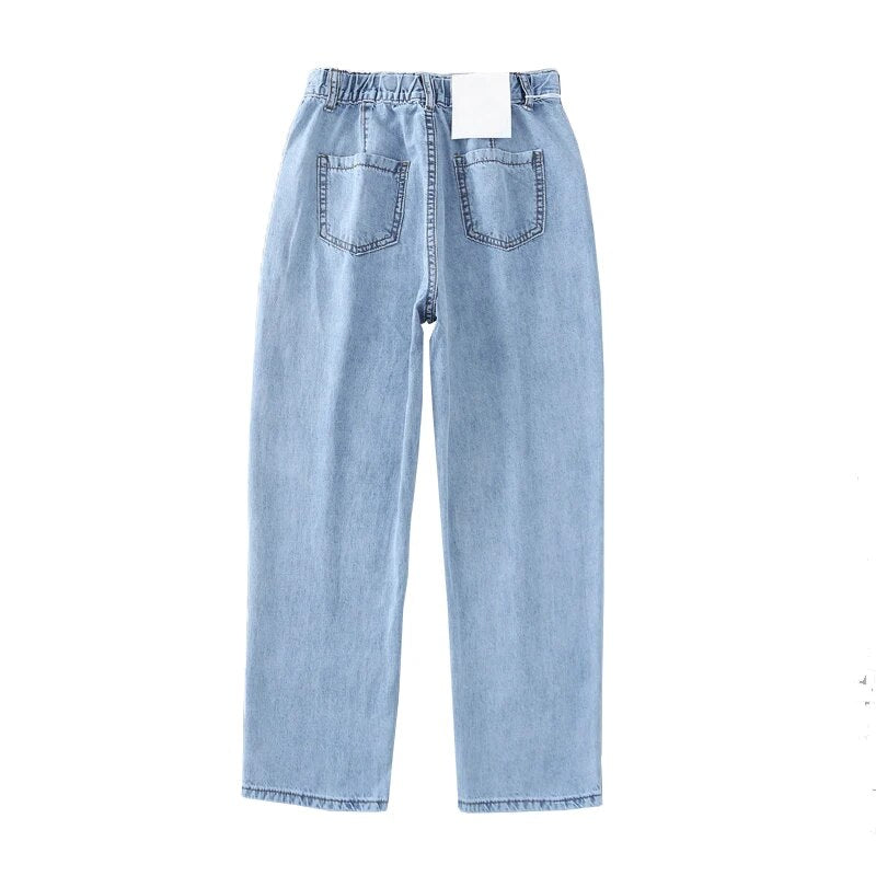 Women's Spring Autumn Demin Long Pants Streetwear Casual Jeans Trousers