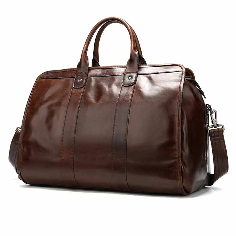 Genuine Leather Travel Bag Man Women Travel Tote Duffle Bag Hand Luggage