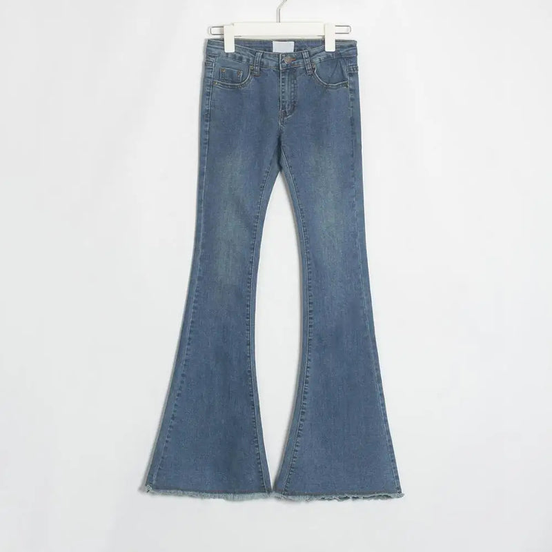 Soft Stretch Jeans Pants Boot Cut Female Mid Waist Jeans Femme Long Denim Pants For Women