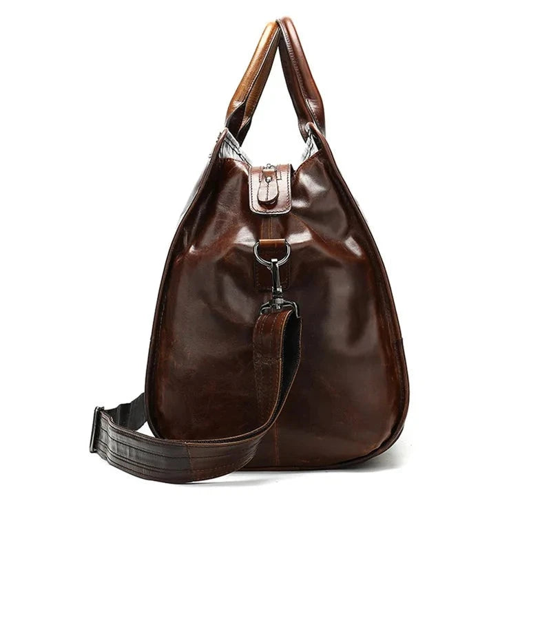 Genuine Leather Travel Bag Man Women Travel Tote Duffle Bag Hand Luggage