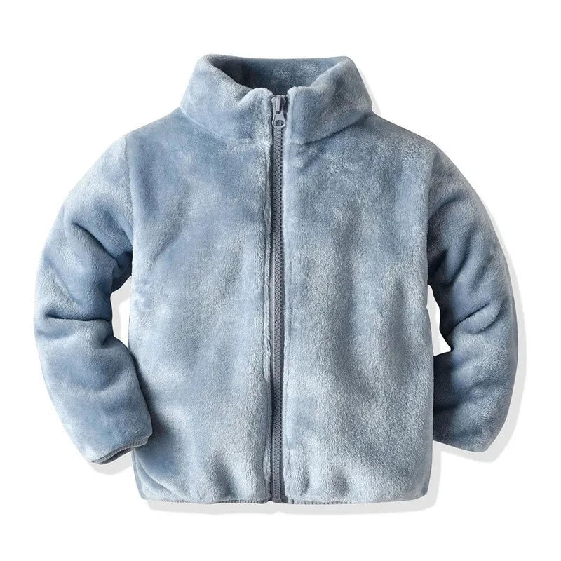 Top and Top Autumn Winter Cute Baby Kids Boys Girls Fannel Jacket Coat Toddler Zipper Plush Casual Outerwear Snowsuit