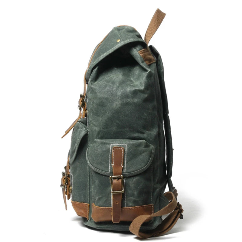 Retro rucksack outdoor travel large capacity backpack simple men's magnetic buckle
