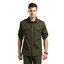 Military Men's Cargo Shirt Thicken Long Sleeve Pure Cotton Casual Shirt Men Clothing