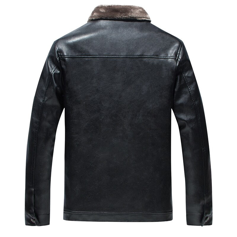 Leather Jacket Mens Winter Fleece Men Thick Motorcycle windproof Warm Coat Male Clothing