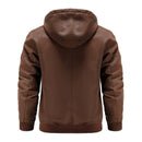 Hooded Mens Leather Jacket Retro Motorcycle Coat Windproof Warm Biker Outwear Male Casual Winter