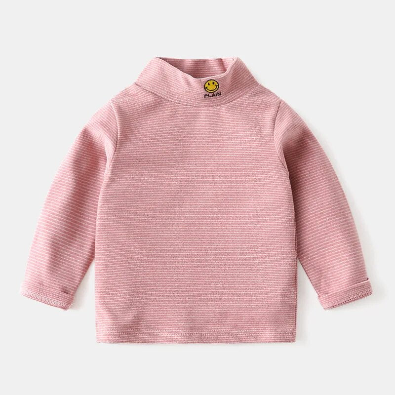 Autumn Winter Children Clothes Baby Boys Girls Stripe Turtleneck Long Sleeve T Shirt Cotton Pullover Tops Kids Outfit