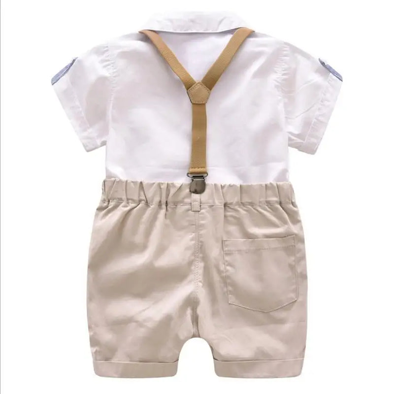 Formal Kids Toddler Boys Clothes Suit Summer Baby Shorts Clothing Set Children Shirt with Collar Wedding Party Costume