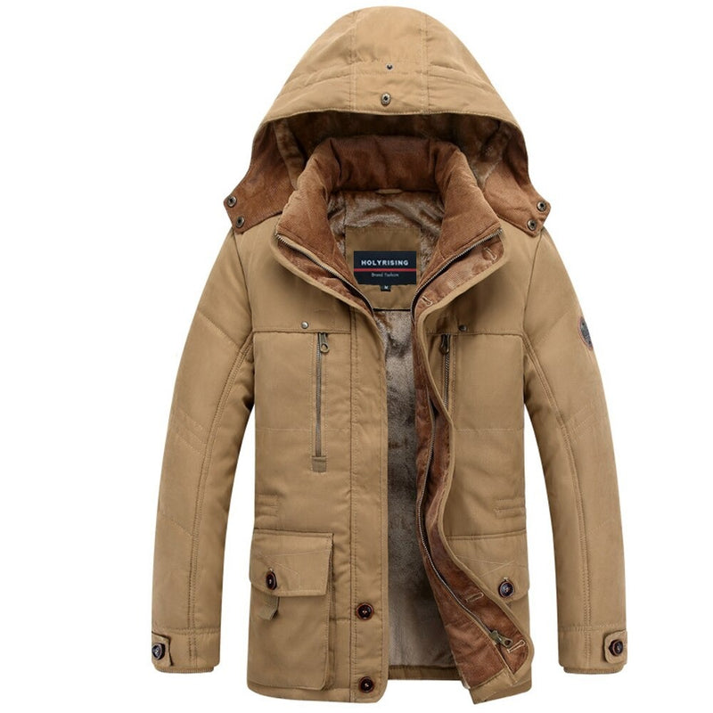 Men Winter Jackets Thicken Parka Hooded Keep Warm Coats Zipper Cotton Overcoats Stylish Clothes